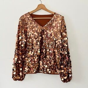 Shein Modern Sequin V Neck Top